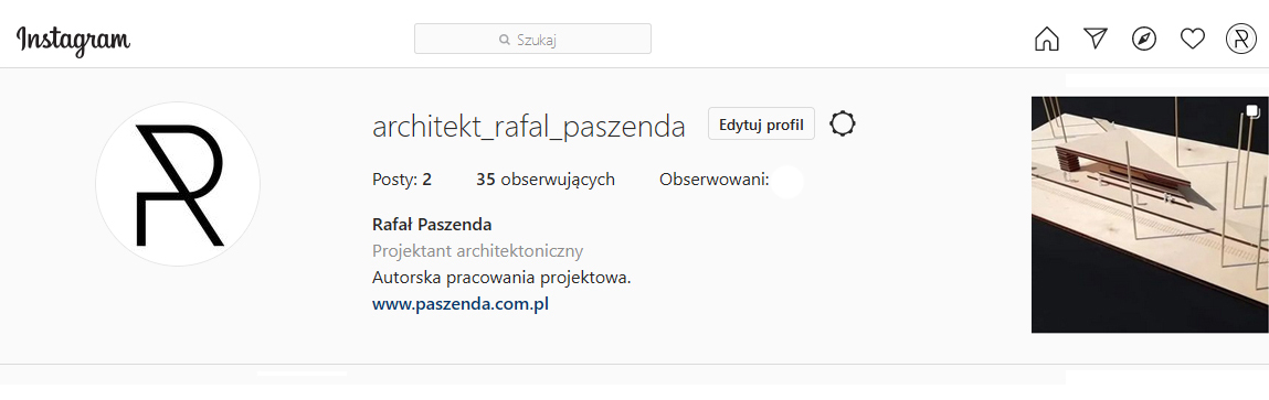 biuro projektów architekt rafał paszenda na instagramie @architekt_rafal_paszenda